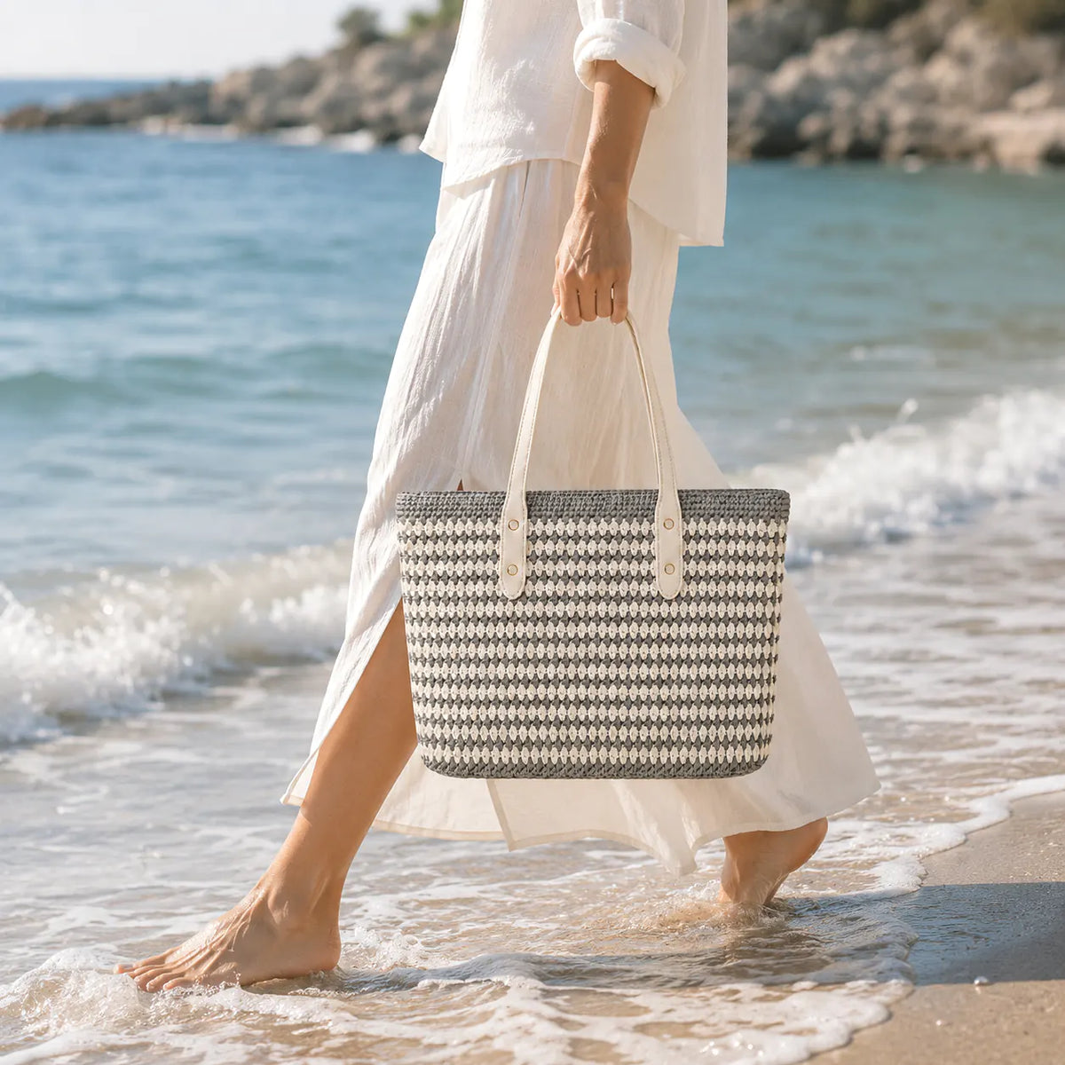 Geometric Pattern Crochet Tote Bag DIY Kit